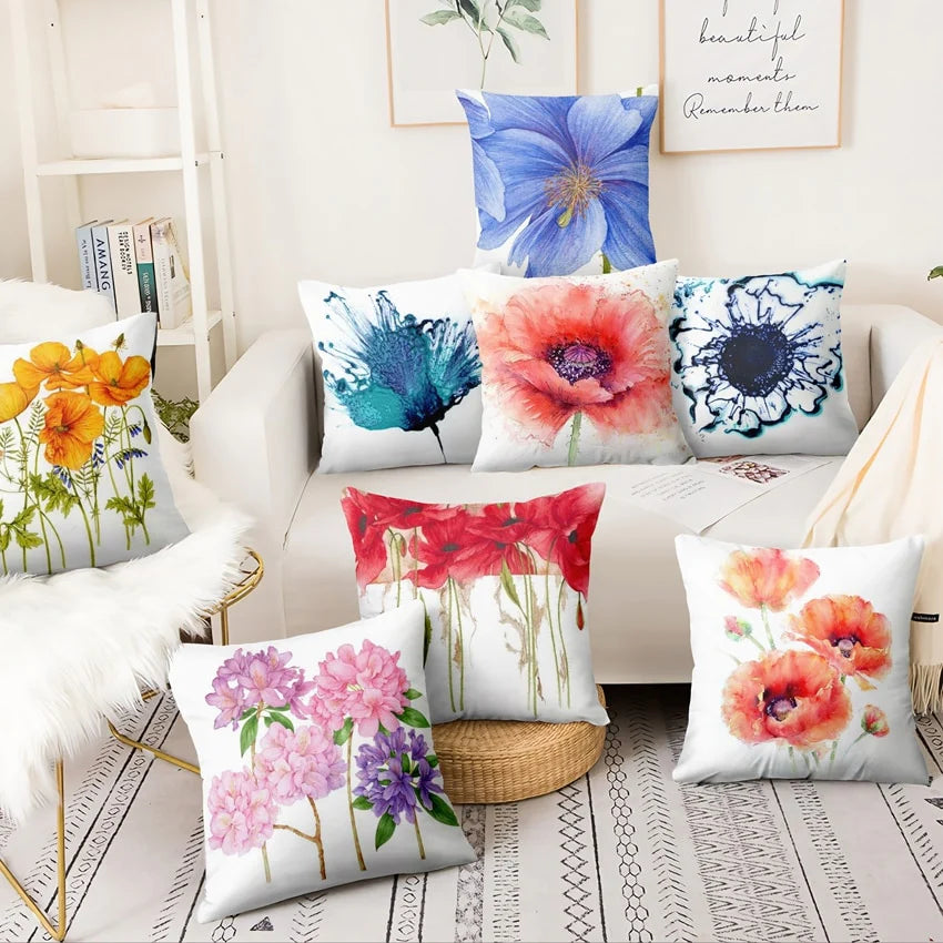 Modern Art Floral Printed Pillowcase